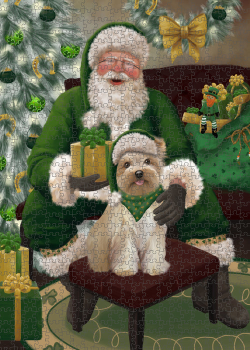 Christmas Irish Santa with Gift and Yorkipoo Dog Puzzle with Photo Tin PUZL100640