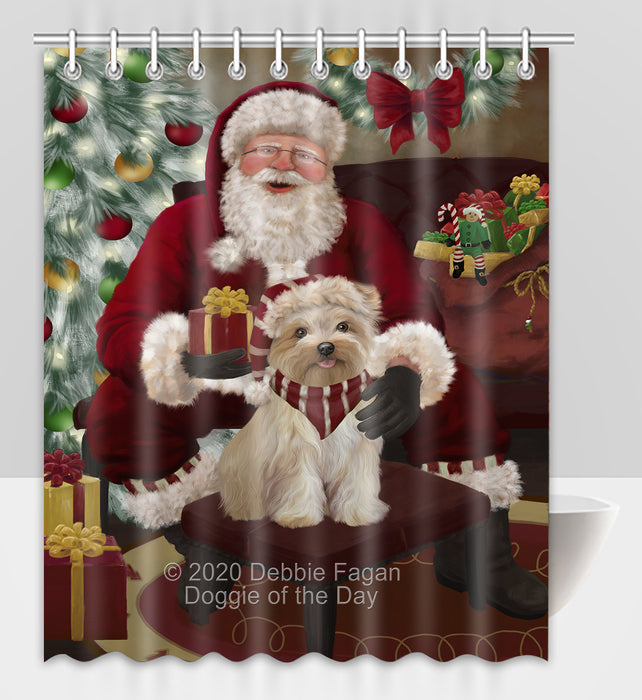 Santa's Christmas Surprise Yorkipoo Dog Shower Curtain Bathroom Accessories Decor Bath Tub Screens SC293