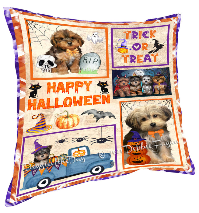 Happy Halloween Trick or Treat Yorkipoo Dogs Pillow with Top Quality High-Resolution Images - Ultra Soft Pet Pillows for Sleeping - Reversible & Comfort - Ideal Gift for Dog Lover - Cushion for Sofa Couch Bed - 100% Polyester, PILA88426