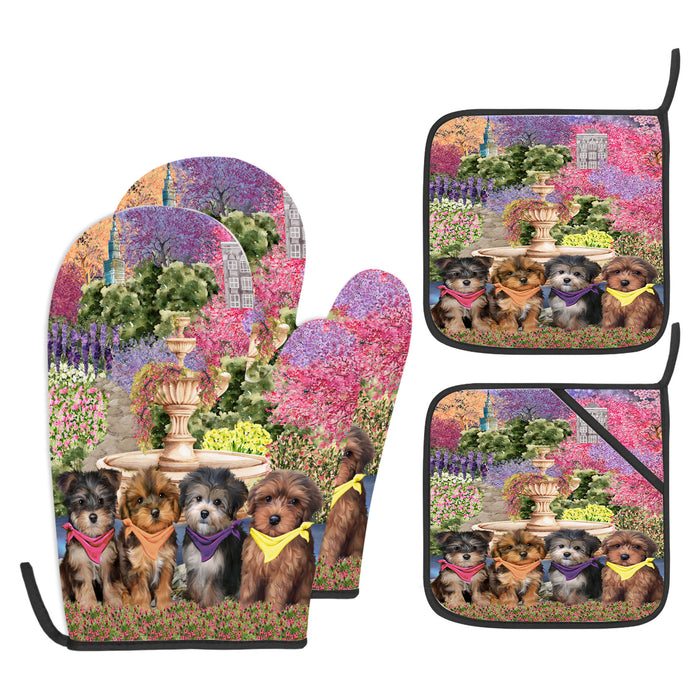 Yorkipoo Oven Mitts and Pot Holder Set, Kitchen Gloves for Cooking with Potholders, Explore a Variety of Designs, Personalized, Custom, Dog Moms Gift