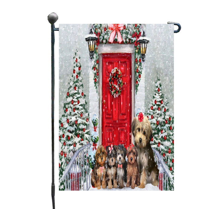 Christmas Holiday Welcome Yorkipoo Dogs Garden Flags- Outdoor Double Sided Garden Yard Porch Lawn Spring Decorative Vertical Home Flags 12 1/2"w x 18"h
