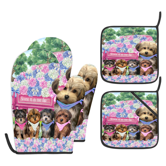 Yorkipoo Oven Mitts and Pot Holder Set, Kitchen Gloves for Cooking with Potholders, Explore a Variety of Custom Designs, Personalized, Pet & Dog Gifts