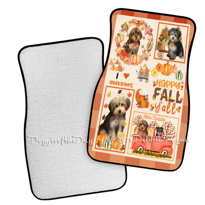Happy Fall Y'all Pumpkin Yorkipoo Dogs Polyester Anti-Slip Vehicle Carpet Car Floor Mats CFM49369
