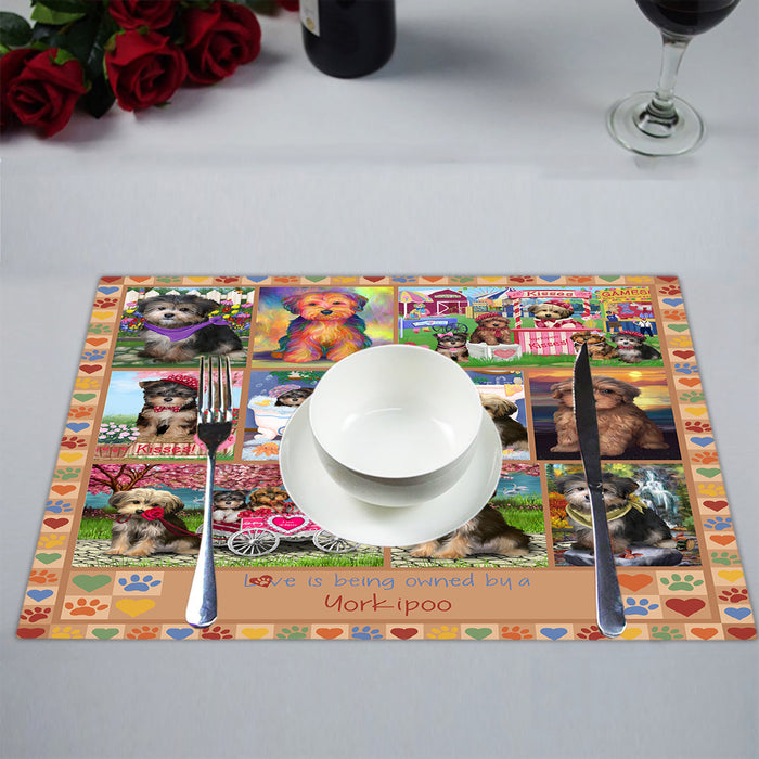 Love is Being Owned Yorkipoo Dog Beige Placemat