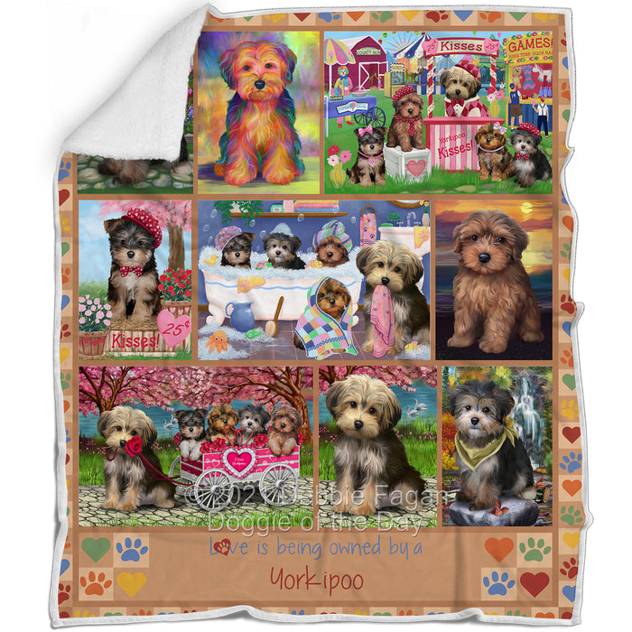 Love is Being Owned Yorkipoo Dog Beige Blanket BLNKT138072