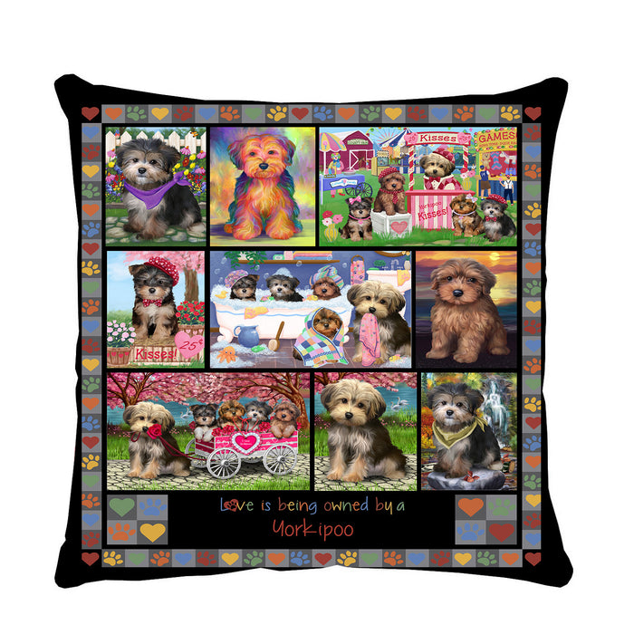 Love is Being Owned Yorkipoo Dog Grey Pillow PIL85104