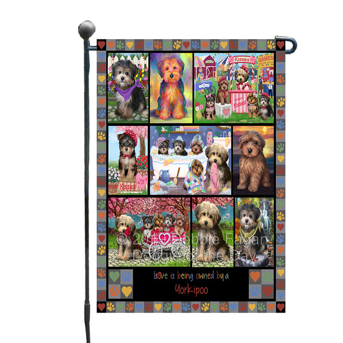 Love is Being Owned Yorkipoo Dog Grey Garden Flag GFLG65500