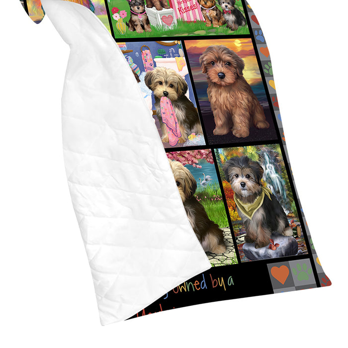 Love is Being Owned Yorkipoo Dog Grey Quilt