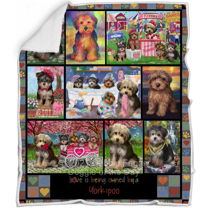 Love is Being Owned Yorkipoo Dog Grey Blanket BLNKT138081