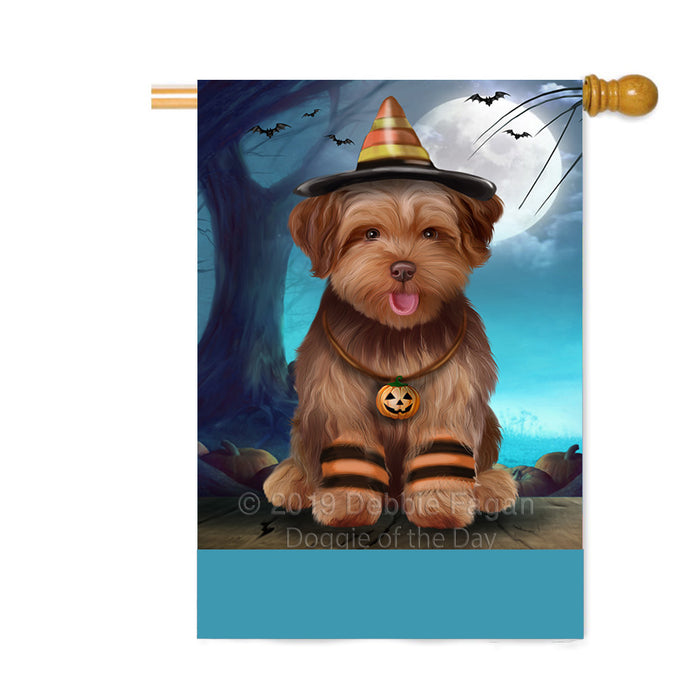 Personalized Happy Halloween Trick or Treat Yorkipoo Dog Candy Corn Custom House Flag FLG64132