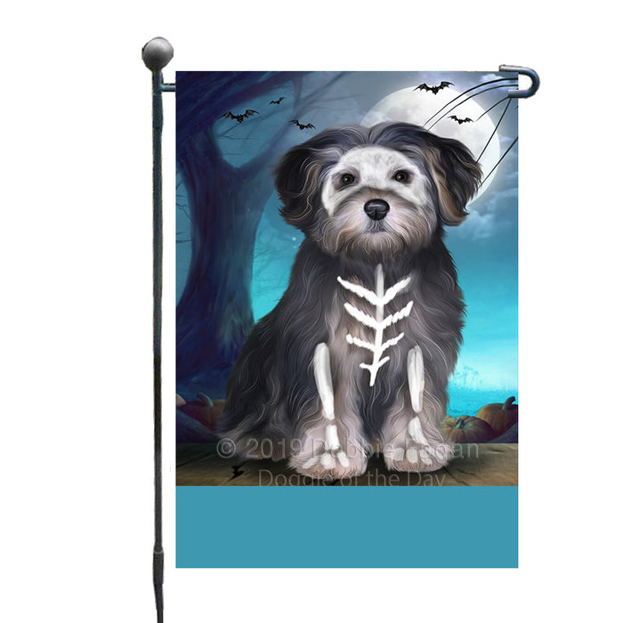 Personalized Happy Halloween Trick or Treat Yorkipoo Dog Skeleton Custom Garden Flag GFLG64551