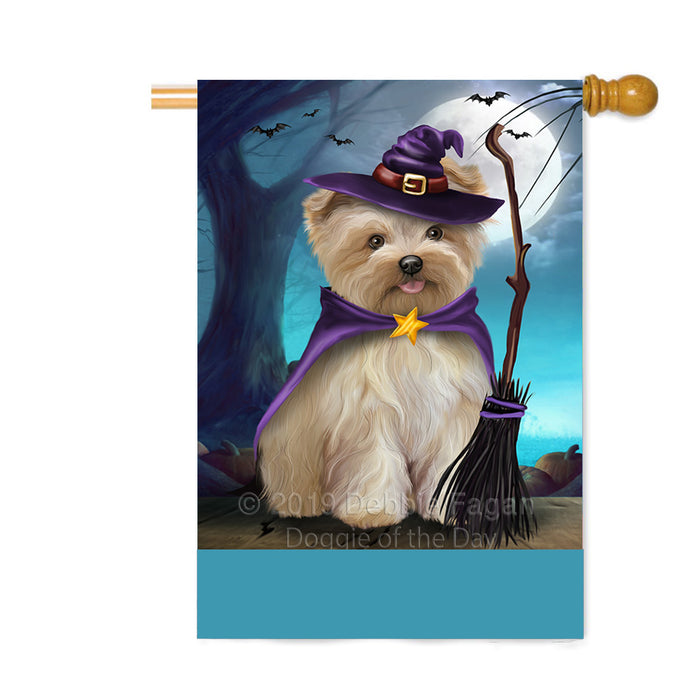 Personalized Happy Halloween Trick or Treat Yorkipoo Dog Witch Custom House Flag FLG64297