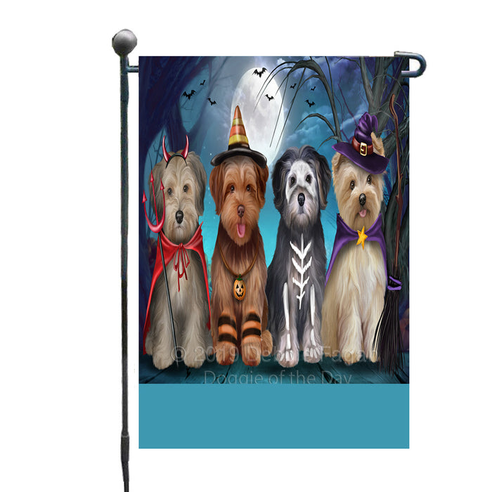 Personalized Happy Halloween Trick or Treat Yorkipoo Dogs Custom Garden Flag GFLG64386