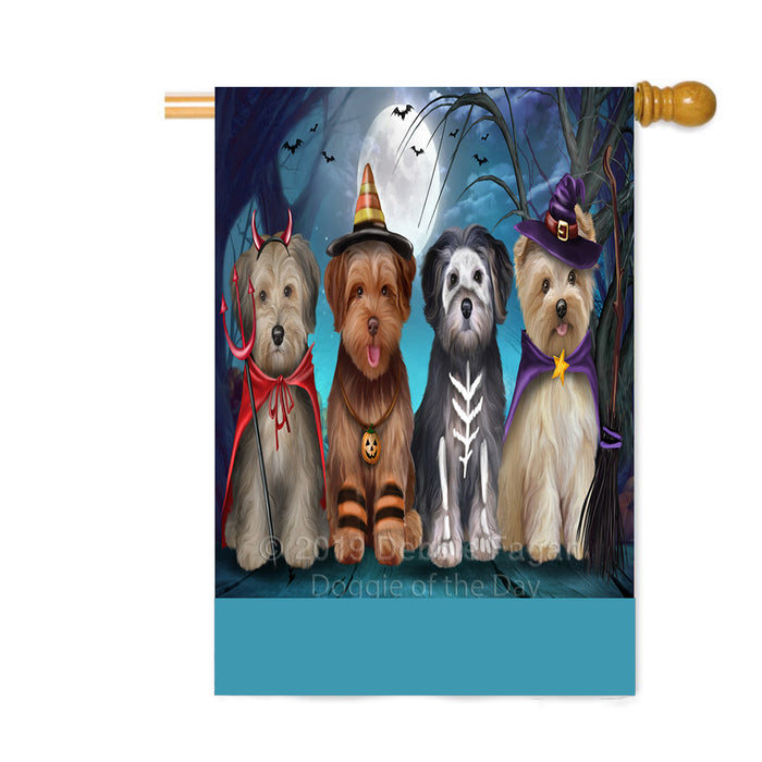 Personalized Happy Halloween Trick or Treat Yorkipoo Dogs Custom House Flag FLG64077