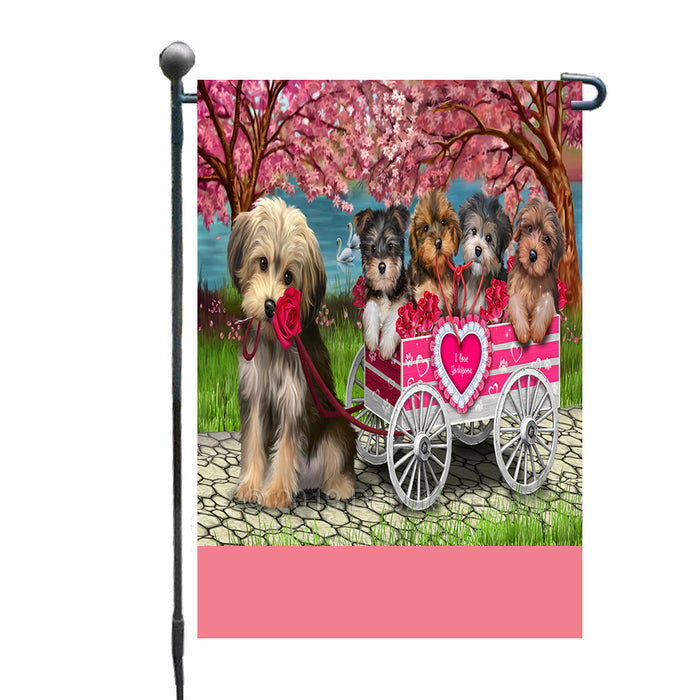 Personalized I Love Yorkipoo Dogs in a Cart Custom Garden Flags GFLG-DOTD-A62203