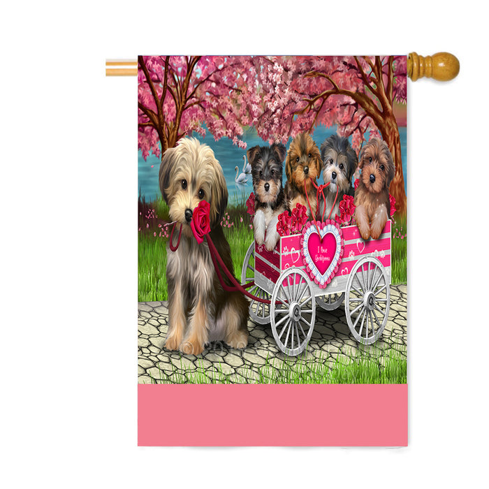 Personalized I Love Yorkipoo Dogs in a Cart Custom House Flag FLG-DOTD-A62259