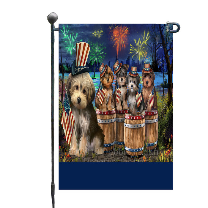 Personalized 4th of July Firework Yorkipoo Dogs Custom Garden Flags GFLG-DOTD-A58175