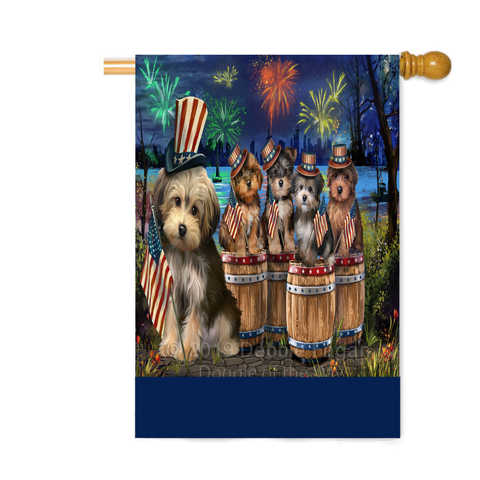 Personalized 4th of July Firework Yorkipoo Dogs Custom House Flag FLG-DOTD-A58231