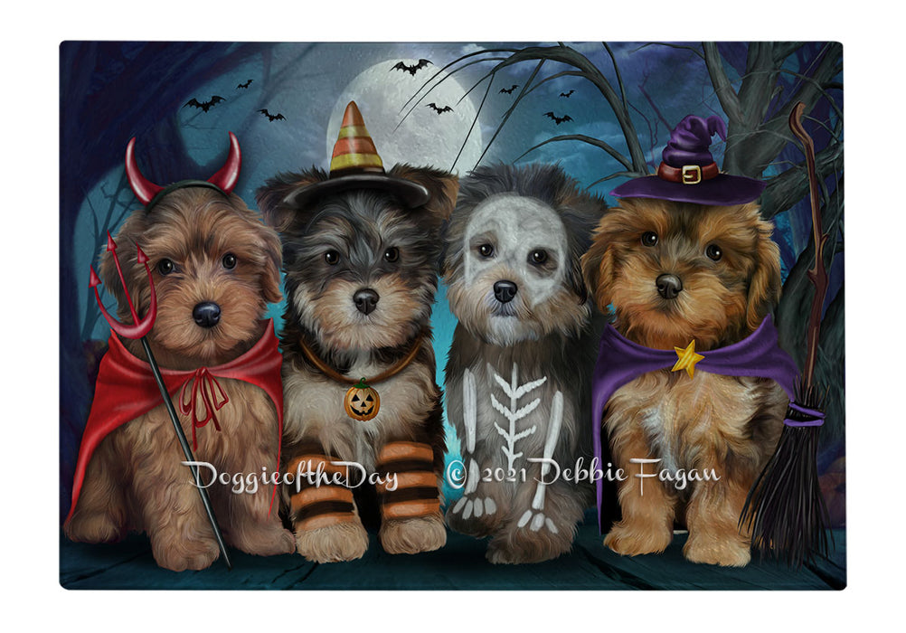 Happy Halloween Trick or Treat Yorkipoo Dogs Cutting Board - Easy Grip Non-Slip Dishwasher Safe Chopping Board Vegetables C79702