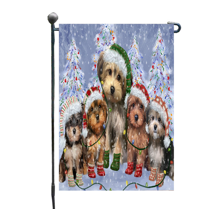 Christmas Lights and Yorkipoo Dogs Garden Flags- Outdoor Double Sided Garden Yard Porch Lawn Spring Decorative Vertical Home Flags 12 1/2"w x 18"h