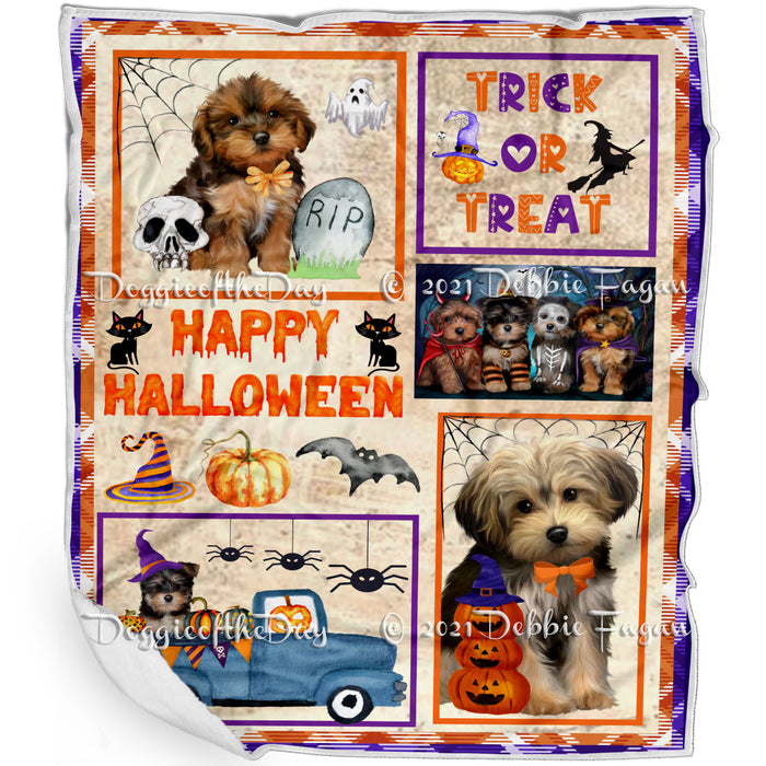 Happy Halloween Trick or Treat Yorkipoo Dogs Blanket BLNKT143805