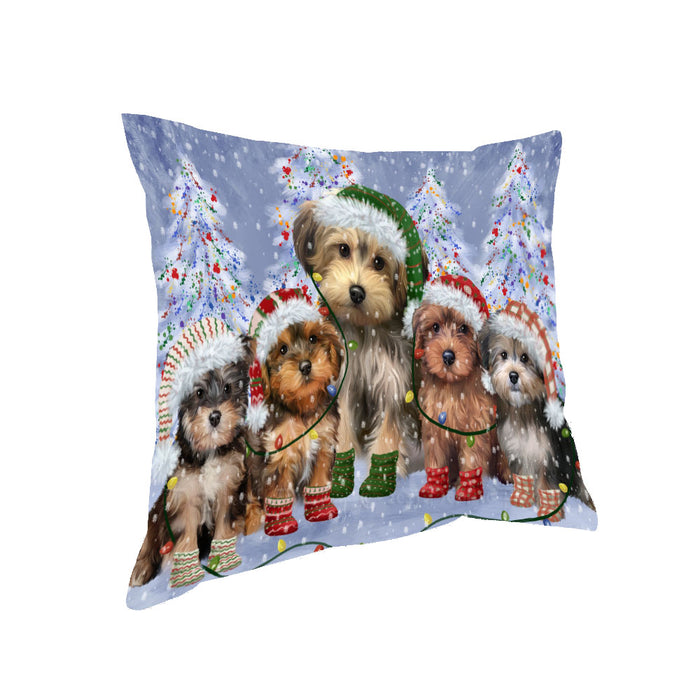 Christmas Lights and Yorkipoo Dogs Pillow with Top Quality High-Resolution Images - Ultra Soft Pet Pillows for Sleeping - Reversible & Comfort - Ideal Gift for Dog Lover - Cushion for Sofa Couch Bed - 100% Polyester