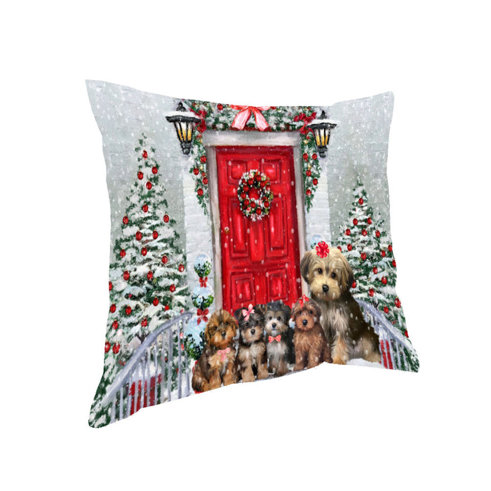 Christmas Holiday Welcome Yorkipoo Dogs Pillow with Top Quality High-Resolution Images - Ultra Soft Pet Pillows for Sleeping - Reversible & Comfort - Ideal Gift for Dog Lover - Cushion for Sofa Couch Bed - 100% Polyester