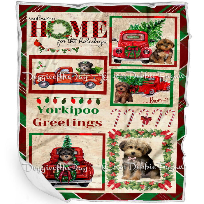 Welcome Home for Christmas Holidays Yorkipoo Dogs Blanket BLNKT72261