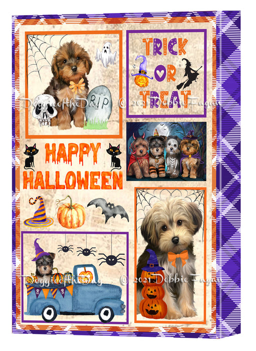 Happy Halloween Trick or Treat Yorkipoo Dogs Canvas Wall Art Decor - Premium Quality Canvas Wall Art for Living Room Bedroom Home Office Decor Ready to Hang CVS151028