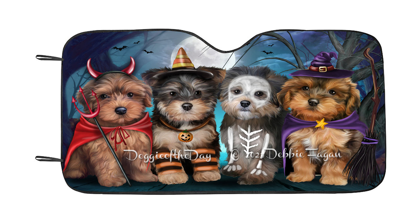 Happy Halloween Trick or Treat Yorkipoo Dogs Car Sun Shade Cover Curtain