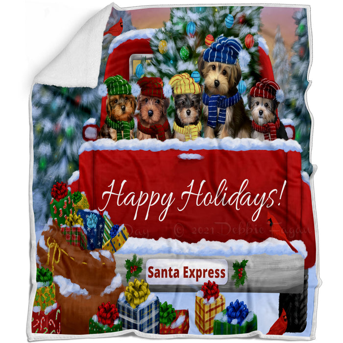 Christmas Red Truck Travlin Home for the Holidays Yorkipoo Dogs Blanket - Lightweight Soft Cozy and Durable Bed Blanket - Animal Theme Fuzzy Blanket for Sofa Couch