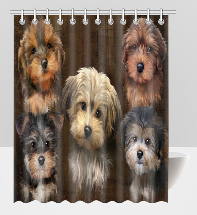 Rustic Yorkipoo Dogs Shower Curtain