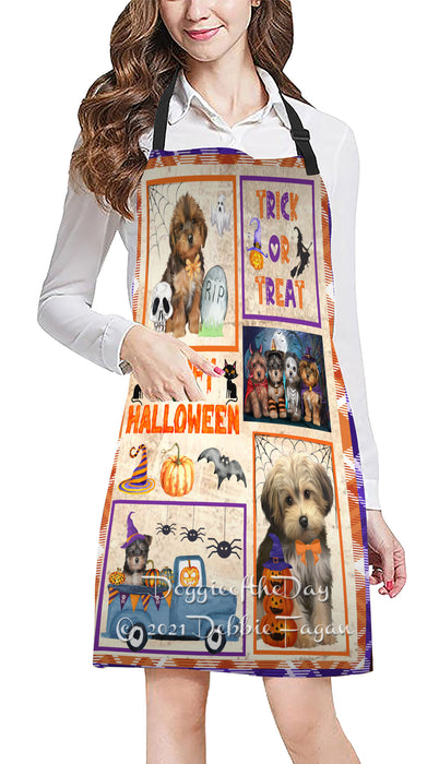 Happy Halloween Trick or Treat Yorkipoo Dogs Cooking Kitchen Adjustable Apron Apron49377