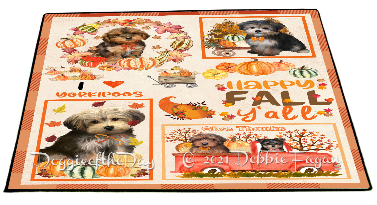 Happy Fall Y'all Pumpkin Yorkipoo Dogs Indoor/Outdoor Welcome Floormat - Premium Quality Washable Anti-Slip Doormat Rug FLMS58807