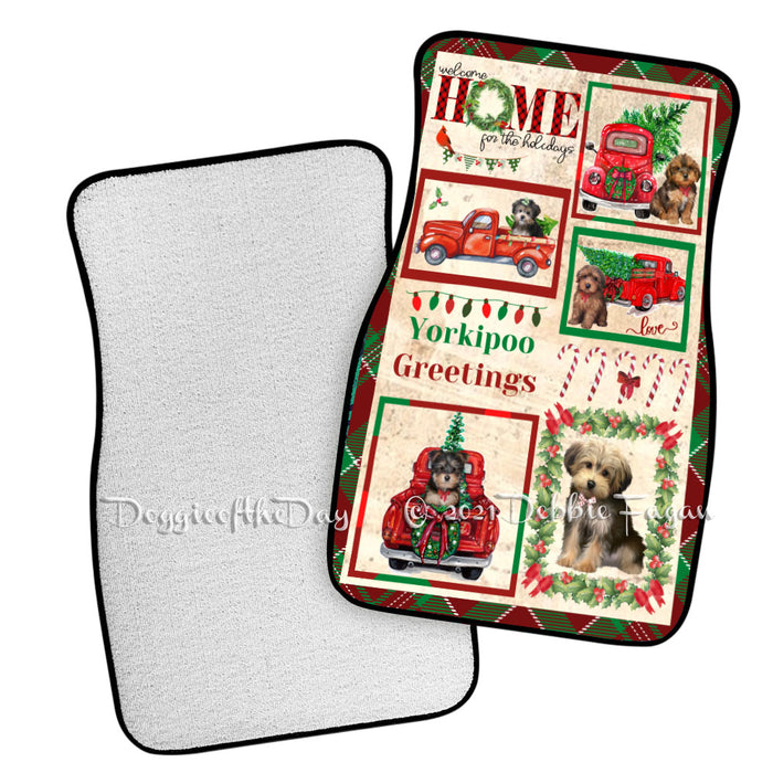 Welcome Home for Christmas Holidays Yorkipoo Dogs Polyester Anti-Slip Vehicle Carpet Car Floor Mats CFM48535