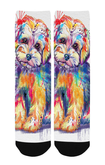 Watercolor Yorkipoo Dog Women's Casual Socks