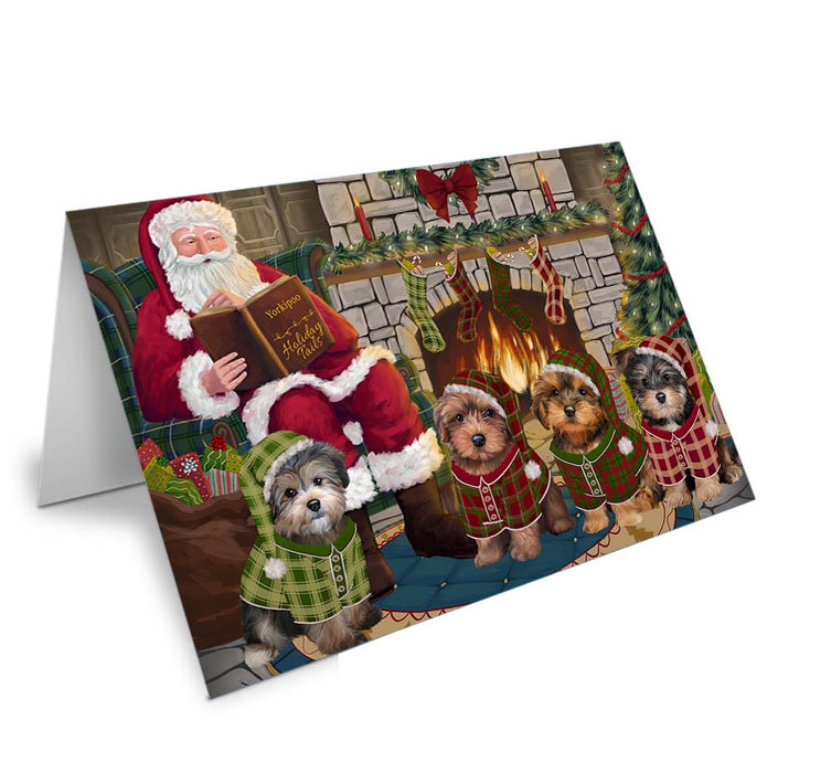 Christmas Cozy Holiday Tails Yorkipoos Dog Handmade Artwork Assorted Pets Greeting Cards and Note Cards with Envelopes for All Occasions and Holiday Seasons GCD70721