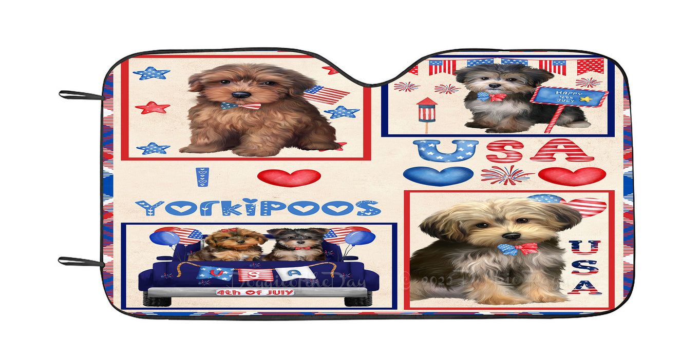 4th of July Independence Day I Love USA Yorkipoo Dogs Car Sun Shade Cover Curtain