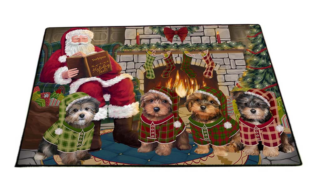 Christmas Cozy Holiday Tails Yorkipoos Dog Floormat FLMS52797
