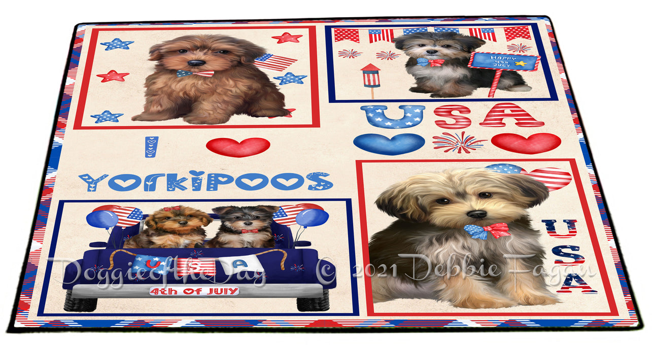 4th of July Independence Day I Love USA Yorkipoo Dogs Floormat FLMS56380 Floormat FLMS56380