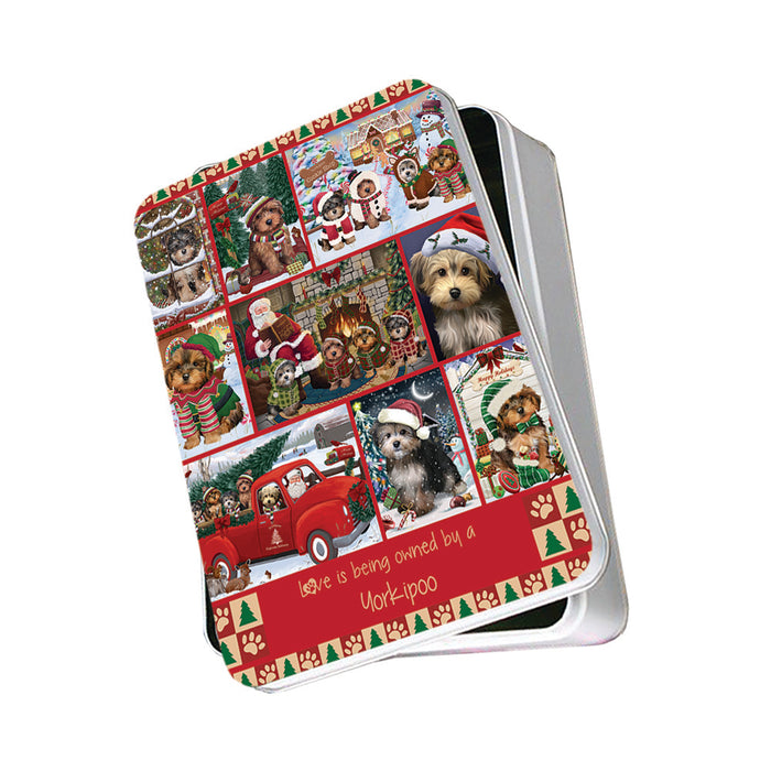 Love is Being Owned Christmas Yorkipoo Dogs Photo Storage Tin PITN57212