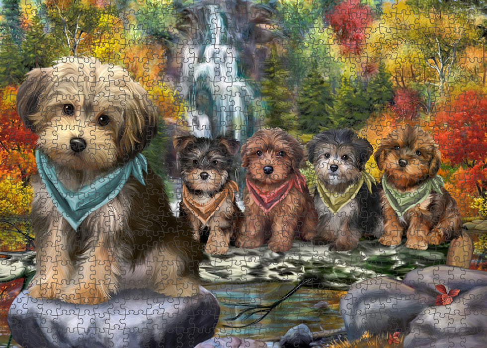 Scenic Waterfall Yorkipoos Dog Puzzle with Photo Tin PUZL54429