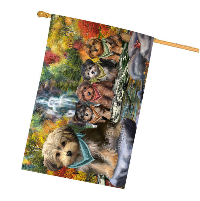 Scenic Waterfall Yorkipoos Dog House Flag FLG50206