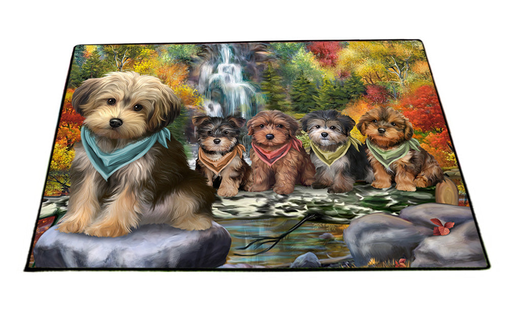 Scenic Waterfall Yorkipoos Dog Floormat FLMS50376