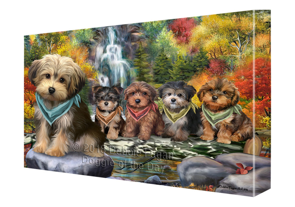 Scenic Waterfall Yorkipoos Dog Canvas Wall Art CVS67921