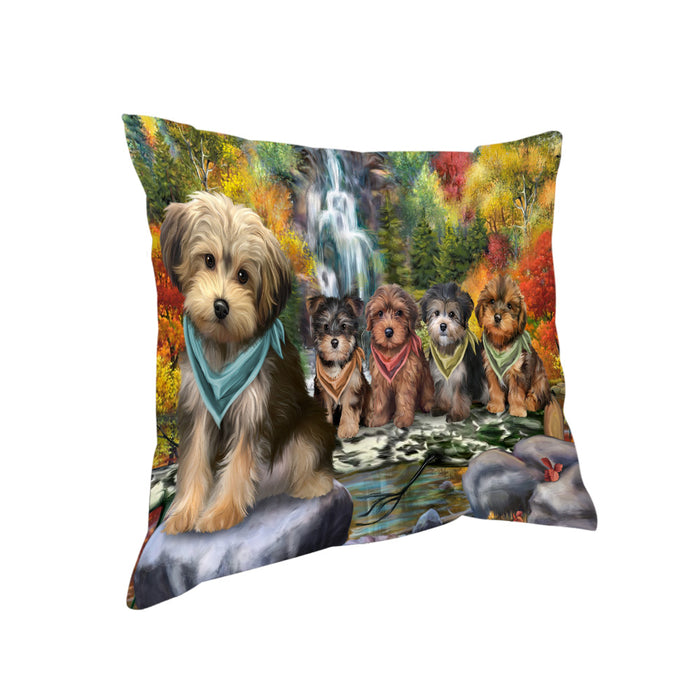 Scenic Waterfall Yorkipoos Dog Pillow PIL56820