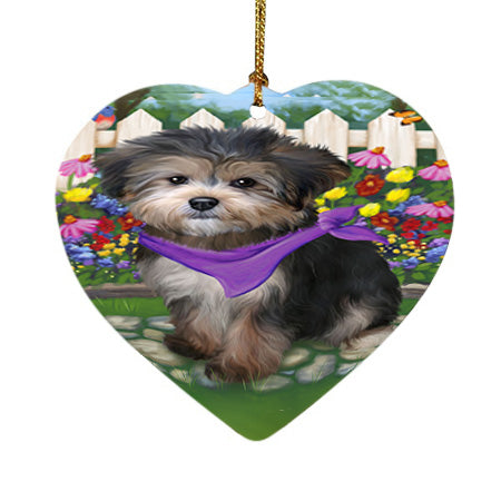 Spring Floral Yorkipoo Dog Heart Christmas Ornament HPOR52190