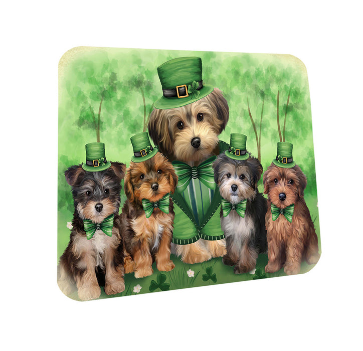 St. Patricks Day Irish Family Portrait Yorkipoos Dog Coasters Set of 4 CST49391