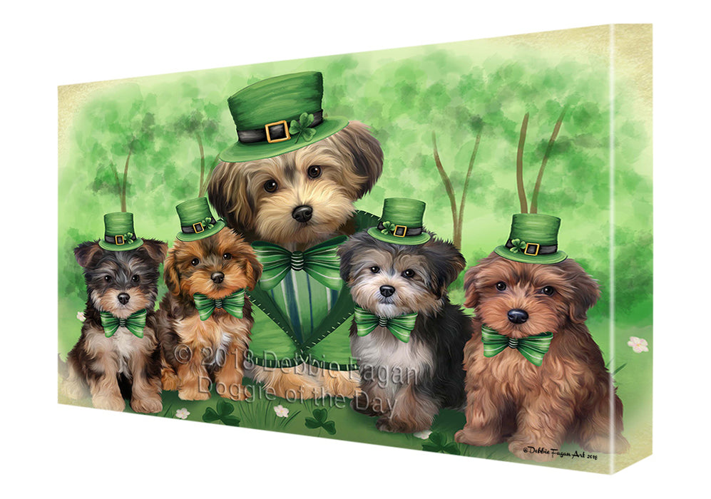St. Patricks Day Irish Family Portrait Yorkipoos Dog Canvas Wall Art CVS59781