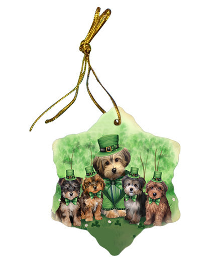 St. Patricks Day Irish Family Portrait Yorkipoos Dog Star Porcelain Ornament SPOR49424